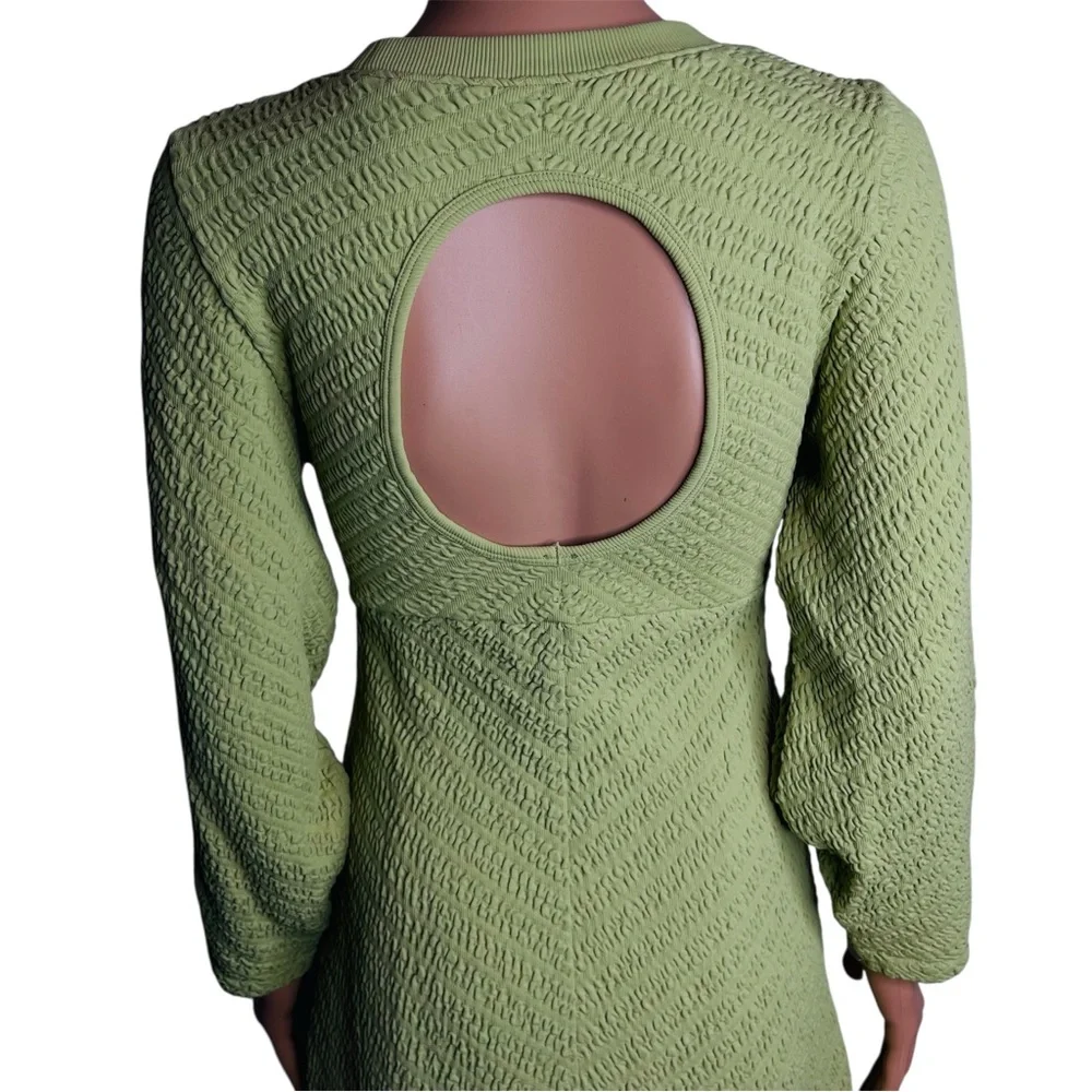 Free People Gabby Seamless Sweater Midi Dress NWT Green size M/L - Picture 6 of 12